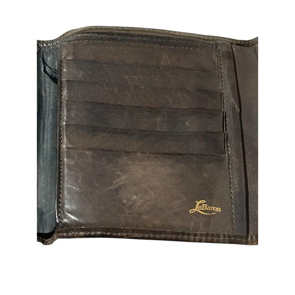 Le Baron MCM Genuine Buffalo Calf Leather Coin Wallet Ladies Change Holder Brown